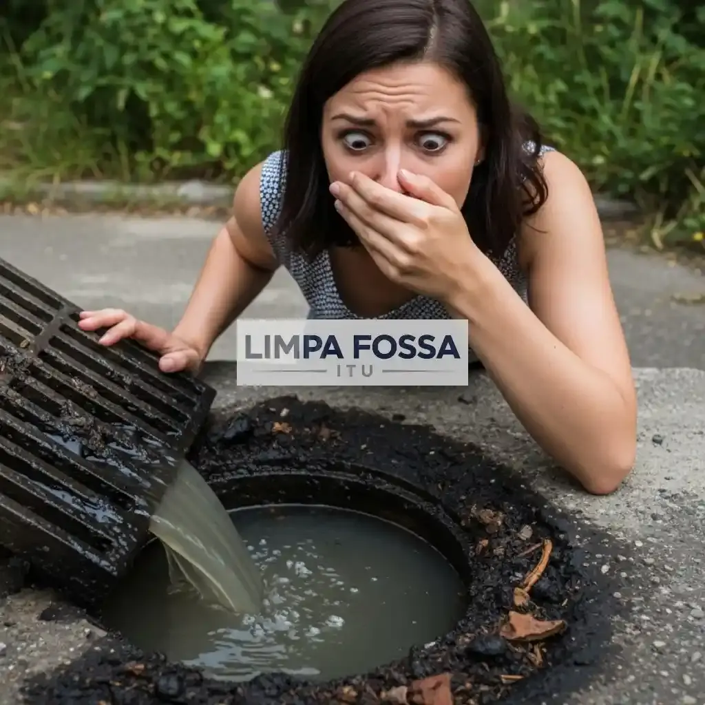 Sinais de fossa séptica sobrecarregada: mau cheiro, poças, grama verde e refluxo. Limpa Fossa em Itu.