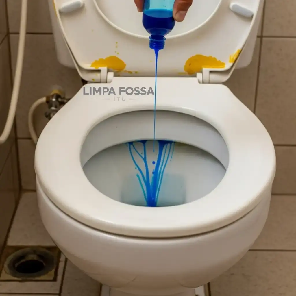 Teste com corante para identificar vazamento oculto no vaso sanitário Limpa Fossa em Itu.