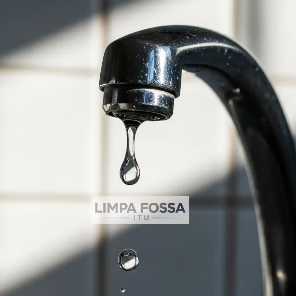Torneira com vazamento pingando água Limpa Fossa em Itu